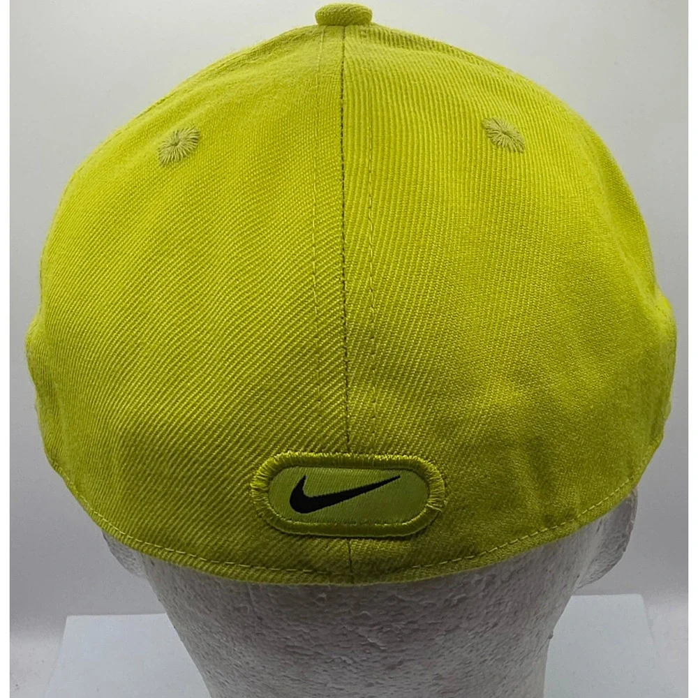 Nike‎ Classic Pro Fitted Baseball Cap Lime Green Hat Swoosh Logo Size 7 3/8
